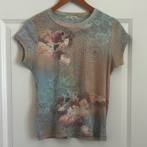 Multicolor Victorian Floral Short Sleeve Top